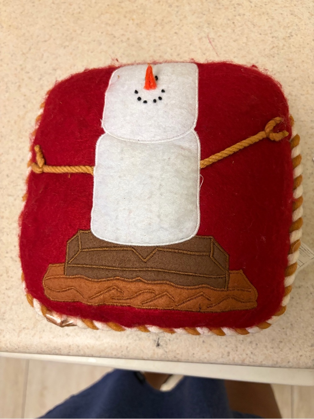 Holiday Snowman Decorative Pillow - Red and White